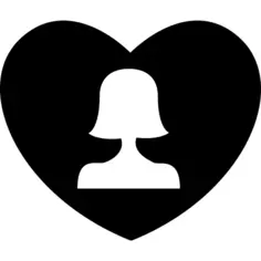 Woman upper silhouette in a heart