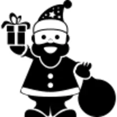 Santa Claus standing with gifts bag in one hand and a bell in the other