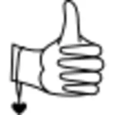 Thumb up with a heart hanging