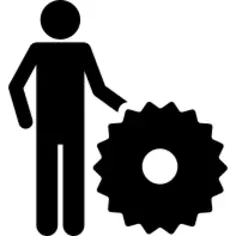 Silhouette with cogwheel