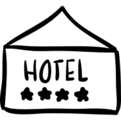 Hotel four stars rectangular signal hand drawn outline