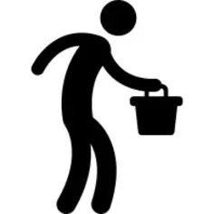 Worker carrying bucket