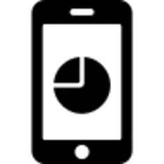 Circular graphic of mobile analytics on screen