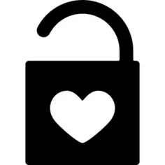 Open padlock with heart