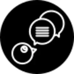 Speech bubbles outline symbol in a circle