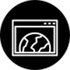 World browser outline symbol in a circle