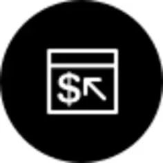 Browser cash symbol thin outline inside a circle