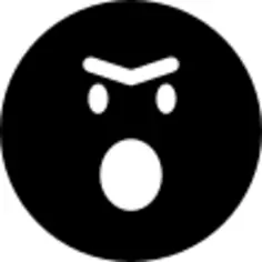 Angry emoticon face with opened mouth in rounded square outline