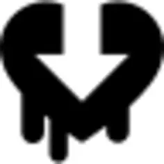 Download security symbol of melted heart with down arrow