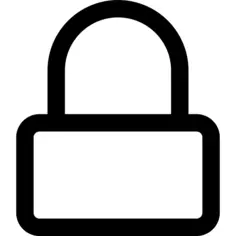 Locked rectangular outlined security padlock