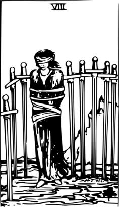 Magic swords and blindfolded person