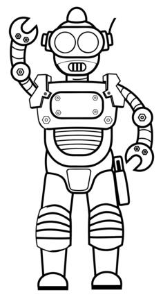 Retro robot line art