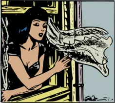 Woman in window retro image