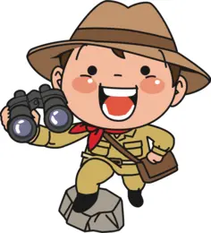 Explorer with binoculars