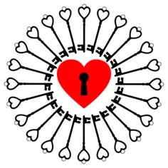 Locked heart and keys