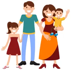 Cheerful family saying goodbye