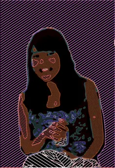 Sitting lady in arty style