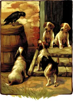 Dogs and bird