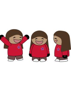 Three cartoon girls
