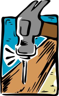 Cartoon nail and hammer