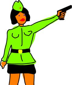 Female soldier caricature