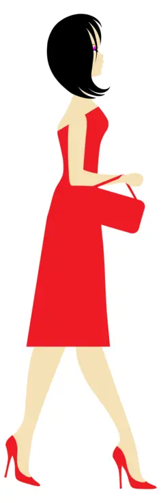 Lady wearing red dress and high heels