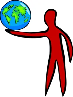Man and globe