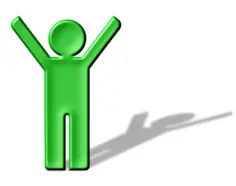 Green man with his hands up