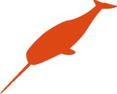 Small narwhal silhouette vector illustration