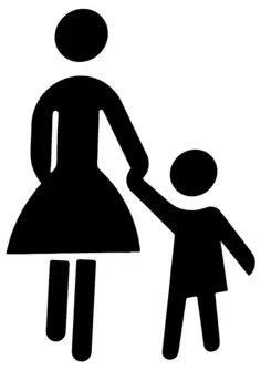 Mom holding son's hand