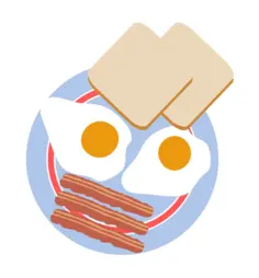 Eggs with toast and bacon