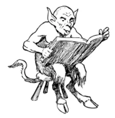 Devil sitting on a stool