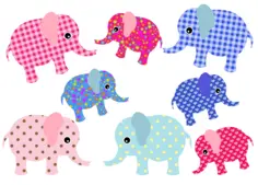 Colorful retro elephants