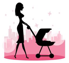 Woman With Baby Carriage Silhouette
