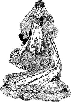 Lady in floral wedding dress