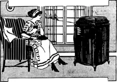 Classic lady in front of old radio