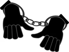 Hands enclosed in handcuffs