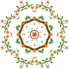 Round shaped color flower tree design illustration