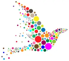 Vector drawing colored circles forming a bird shape
