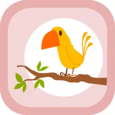 Yellow bird square sign vector graphics