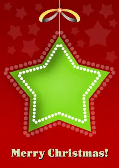 Color graphics of green snowflake Christmas greeting card