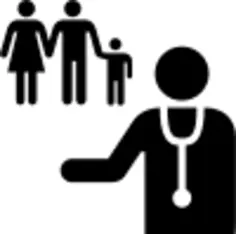 Vector clip art of family medical check-up sign