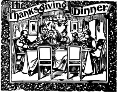 Thanksgiving dinner banner with border vector graphics