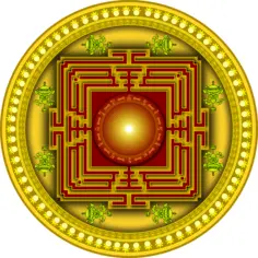 Image of yellow, red and orange mandala design