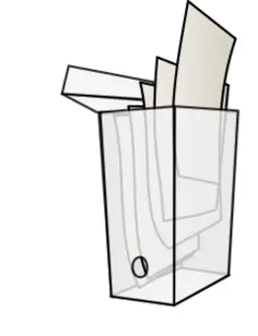Vector drawing of open see-through archive box