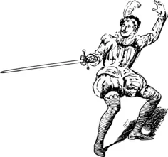 Soldier with a sword cartoon drawing