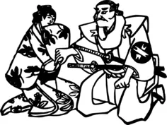 Samurai and woman vector clip art