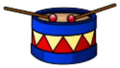 Vector clip art of red and blue drum