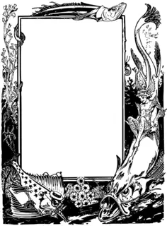 Ocean frame with fish and mermaid vector graphics