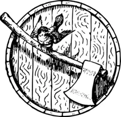 Vector illustration of axe and bird on a decorative divider